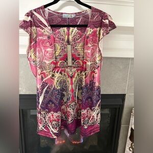 Unity World Wear Pink and Purple Paisley Top